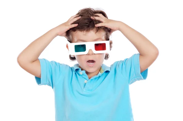 Kind whit 3d bril — Stockfoto