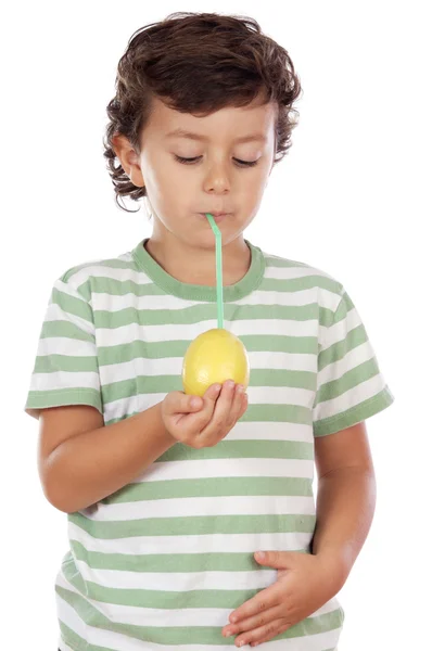 Eating a lemon — Stock Photo, Image