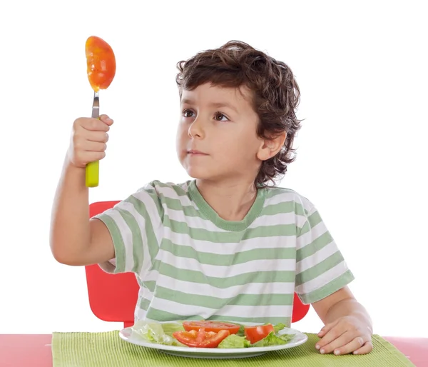 Υγιές παιδί τρώει — Φωτογραφία Αρχείου