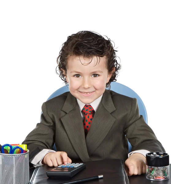 Adorable futur homme d'affaires dans le bureau — Photo