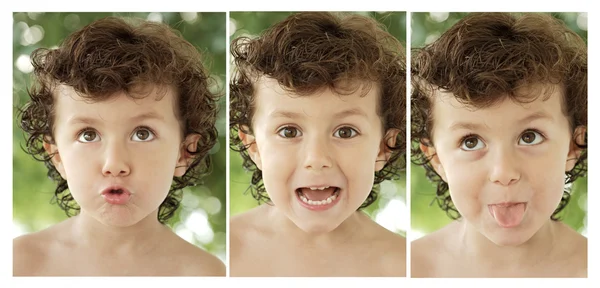 Adorável menino feliz fazendo trivialidades — Fotografia de Stock