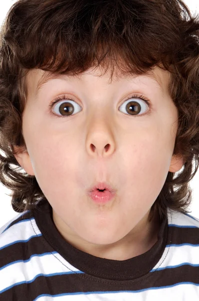 Barn whit ansikte av överraskning — Stockfoto