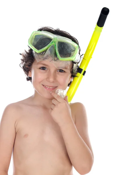 Barn med dykning mask — Stockfoto