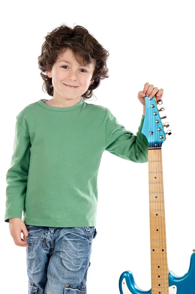 Chico whit guitarra eléctrica — Foto de Stock