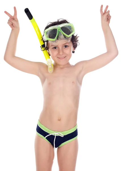 Dítě s potápěčskou maskou — Stock fotografie
