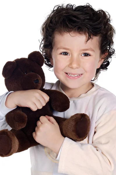 Hermoso niño con oso de peluche — Foto de Stock