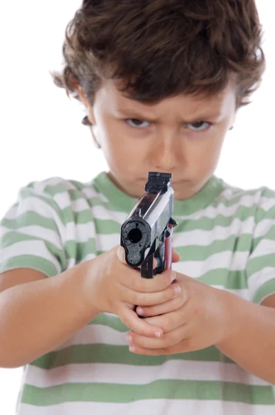 Αγόρι με ένα πιστόλι στα χέρια του — Φωτογραφία Αρχείου