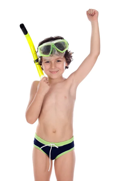 Leende barn med dykning mask — Stockfoto