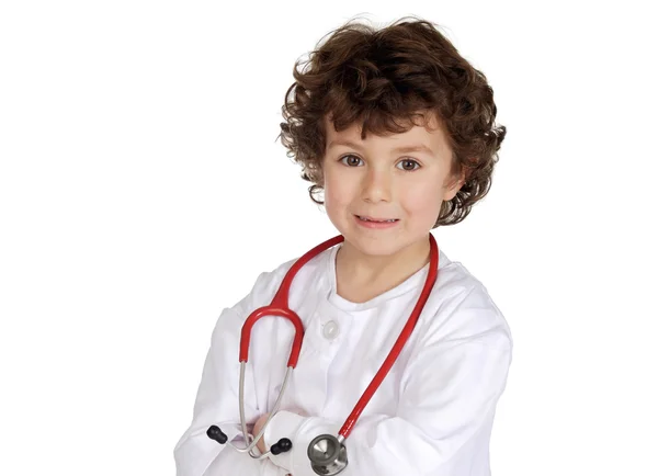 Menino adorável com roupas de médico — Fotografia de Stock