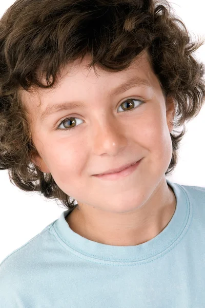 Портрет красивого мальчика в голубой рубашке — стоковое фото