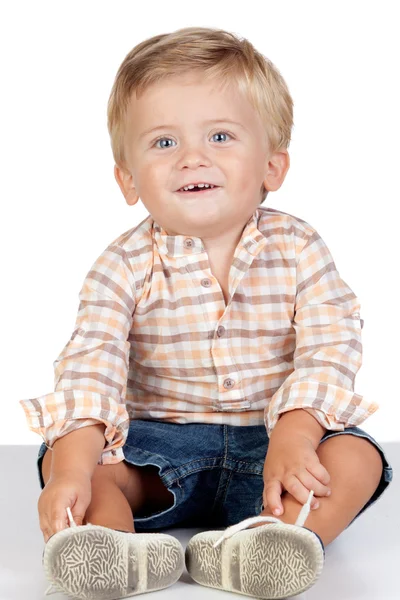 Piękne blond dziecko z niebieskimi oczami — Zdjęcie stockowe