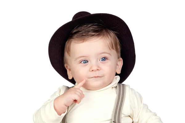 Hermoso bebé rubio con sombrero — Foto de Stock