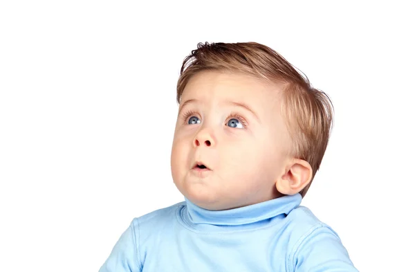 파란 눈을 가진 아름 다운 금발 아기 — 스톡 사진