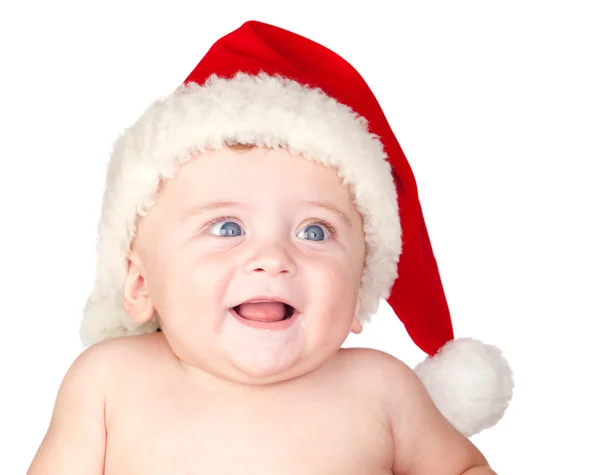 Piękne babe z niebieskimi oczami i hat Bożego Narodzenia — Zdjęcie stockowe