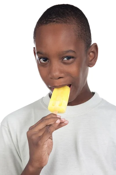 Kinder essen Eis Zitrone — Stockfoto