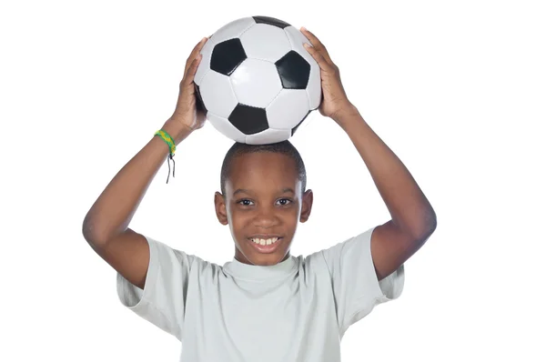 Хлопчик тримає футбольний м'яч — стокове фото
