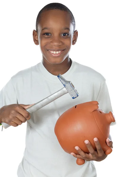 Rapaz a partir uma caixa de dinheiro — Fotografia de Stock