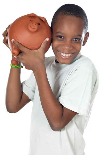 Niño con una caja de dinero —  Fotos de Stock