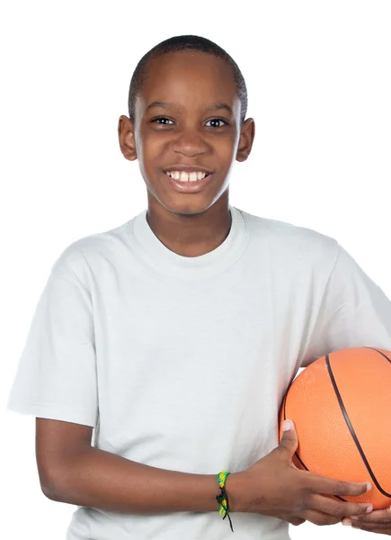 Αξιολάτρευτο παιδί παίζει το μπάσκετ — Φωτογραφία Αρχείου
