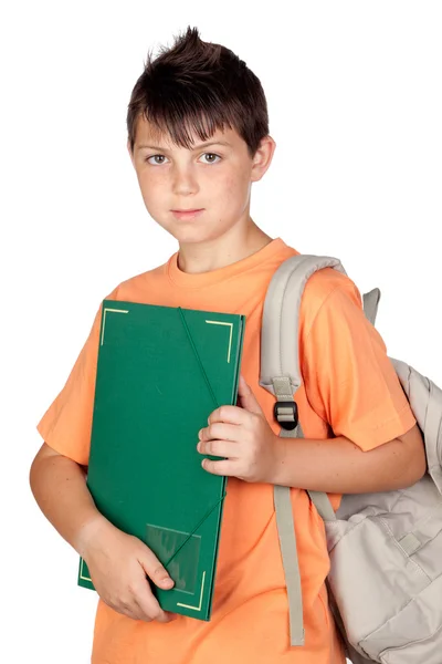 Criança estudante com camiseta laranja — Fotografia de Stock