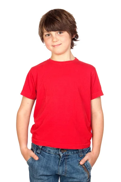 Kind weiß rotes Hemd — Stockfoto