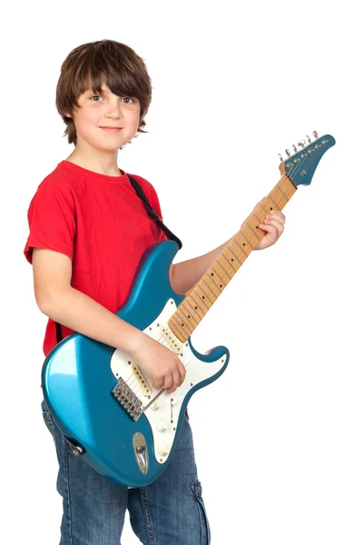 Junge mit E-Gitarre — Stockfoto