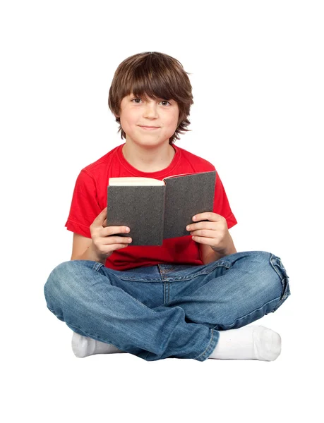 Student child with a book — Stock Photo, Image