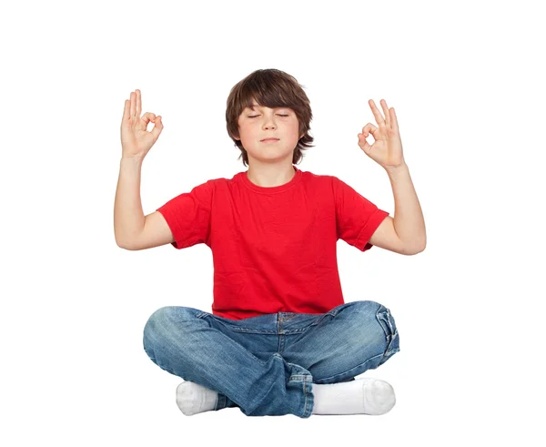 Ontspannen kind beoefenen van yoga — Stockfoto