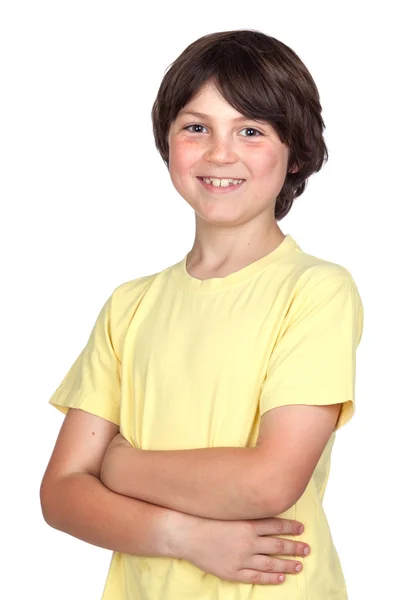Lustiges Porträt eines sommersprossigen Jungen — Stockfoto