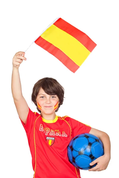 Uśmiechnięte dziecko fan hiszpański zespół — Zdjęcie stockowe