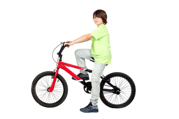 Забавна дитина практикує велосипед — стокове фото