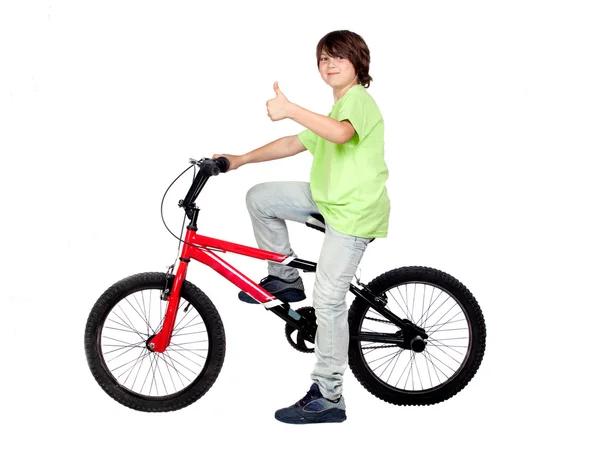 Divertido niño practicando bicicleta — Foto de Stock