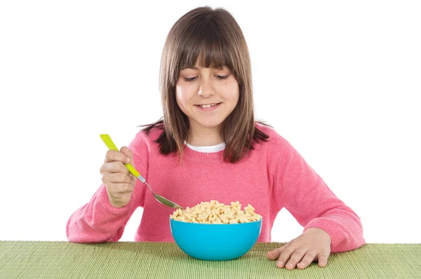 Menina comendo cereais — Fotografia de Stock