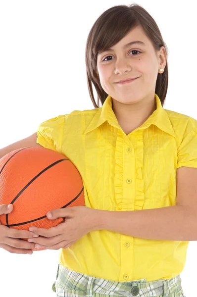 Fille whit boule de basket — Photo
