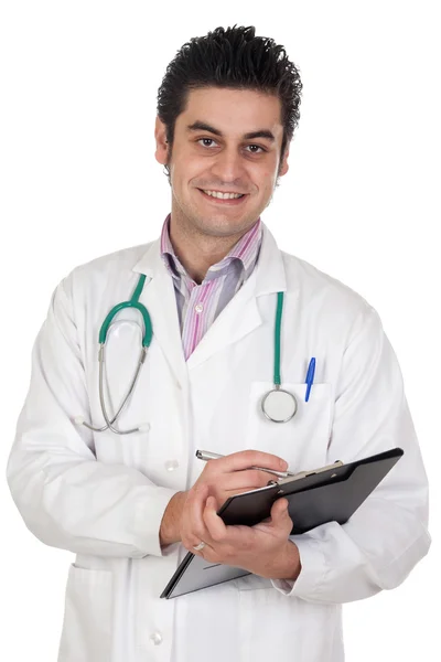 Läkare med Urklipp och pappersarbete — Stockfoto