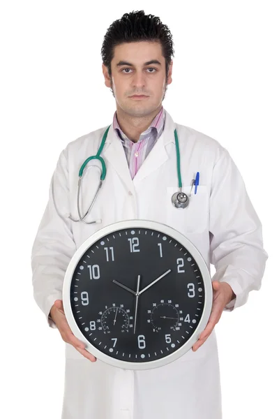 Doctor with big clock — Stock Photo, Image