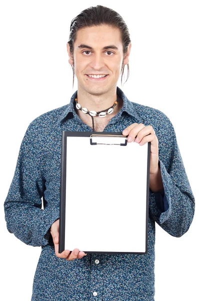 Casual boy with notepad — Stock Photo, Image