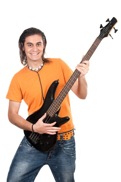 Fiú elektromos gitár — Stock Fotó