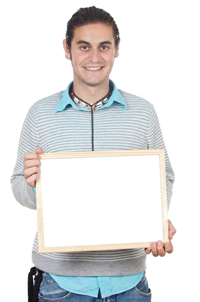 Young holding blank sign — Stock Photo, Image