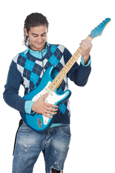 Junge spielen E-Gitarre — Stockfoto
