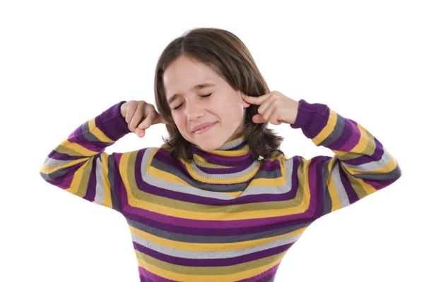 Pretty girl covering her ears — Stock Photo, Image