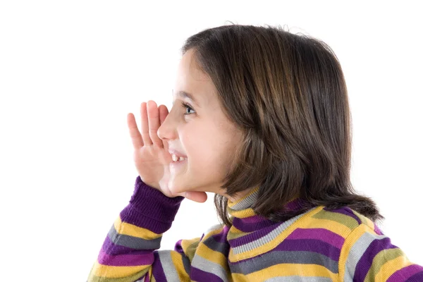 Menina bonita sussurrando um segredo — Fotografia de Stock