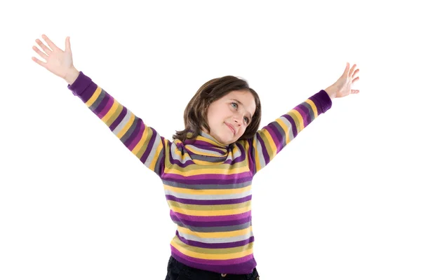 Beautiful girl with the outstretched arms — Stock Photo, Image