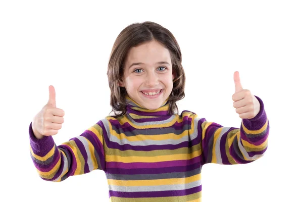 Cheerful winner girl saying OK — Stock Photo, Image