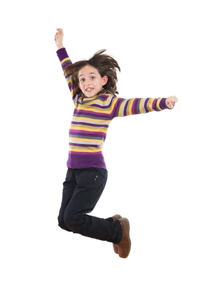 Alegre menina saltando — Fotografia de Stock