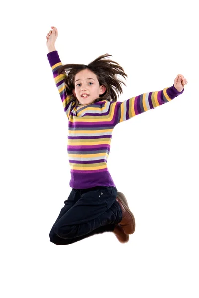 うれしそうな女の子をジャンプ — ストック写真