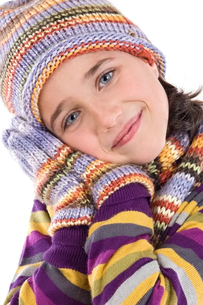 Adorabile bambina con vestiti per l'inverno — Foto Stock