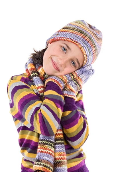 Kış giysileri ile sevimli küçük kız — Stok fotoğraf