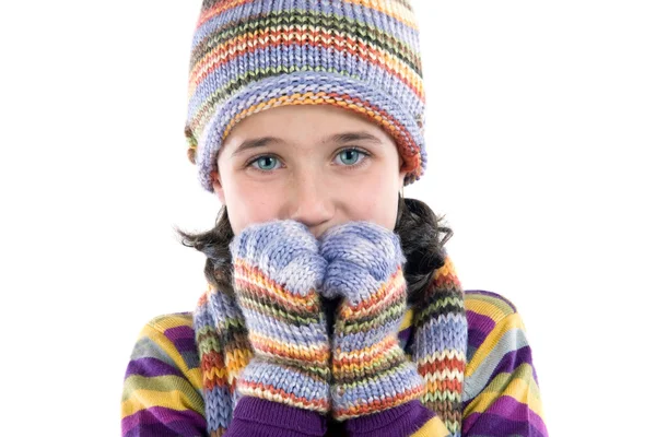 Aranyos kislány ruha a téli — Stock Fotó