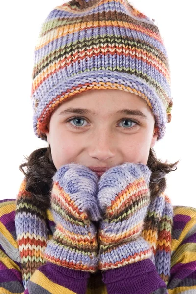 Aranyos kislány ruha a téli — Stock Fotó